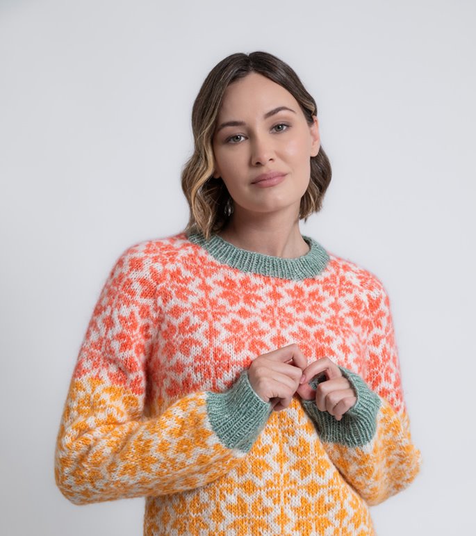 Lana Grossa FAIR ISLE PULLOVER Natural Alpaca Pelo