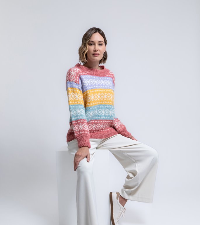 Lana Grossa FAIR ISLE PULLOVER Natural Alpaca Pelo